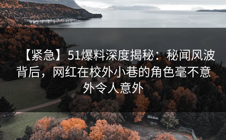 【紧急】51爆料深度揭秘:秘闻风波背后,网红在校外小巷的角色毫不意外令人意外 【紧急】51爆料深度揭秘:秘闻风波背后,网红在校外小巷的角色毫不意外令人意外