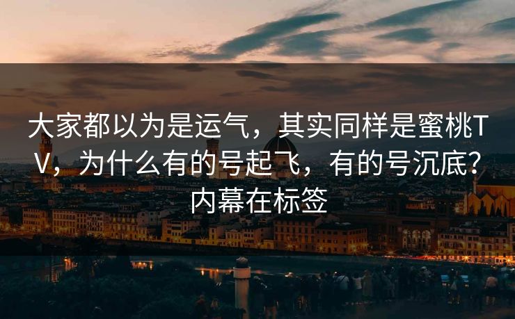 大家都以为是运气，其实同样是蜜桃TV，为什么有的号起飞，有的号沉底？内幕在标签