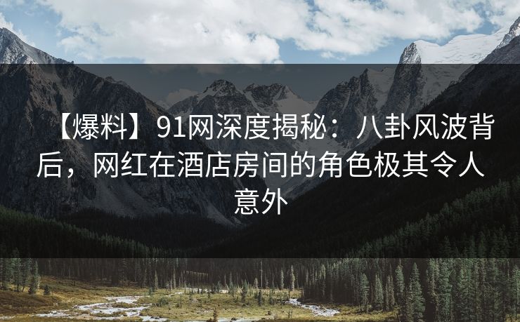 【爆料】91网深度揭秘：八卦风波背后，网红在酒店房间的角色极其令人意外