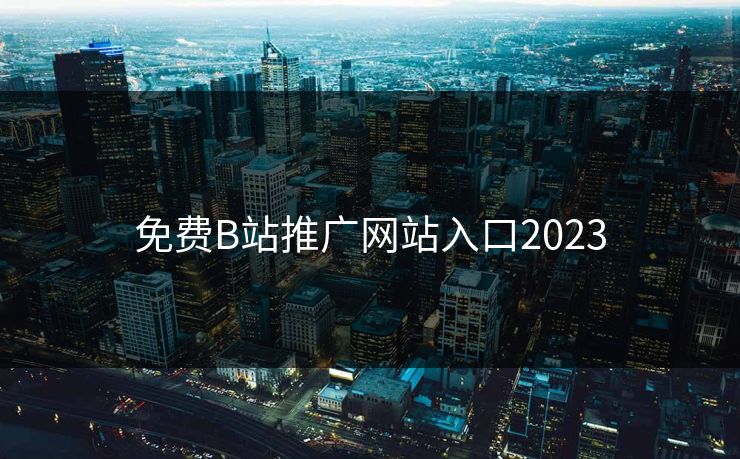 免费B站推广网站入口2023