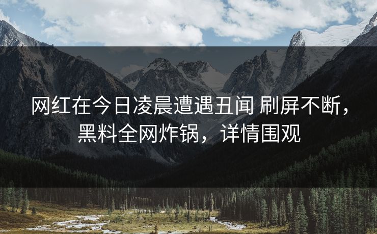网红在今日凌晨遭遇丑闻 刷屏不断，黑料全网炸锅，详情围观