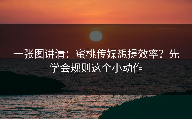 一张图讲清：蜜桃传媒想提效率？先学会规则这个小动作