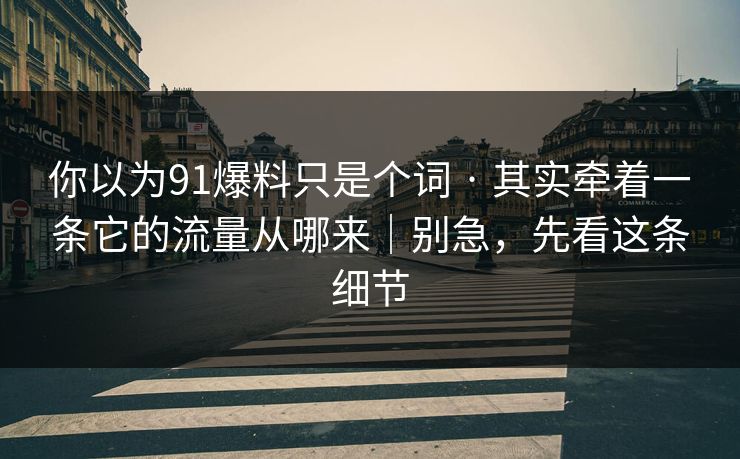 你以为91爆料只是个词 · 其实牵着一条它的流量从哪来｜别急，先看这条细节