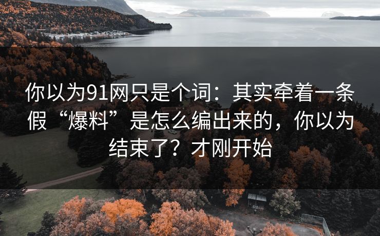 你以为91网只是个词：其实牵着一条假“爆料”是怎么编出来的，你以为结束了？才刚开始